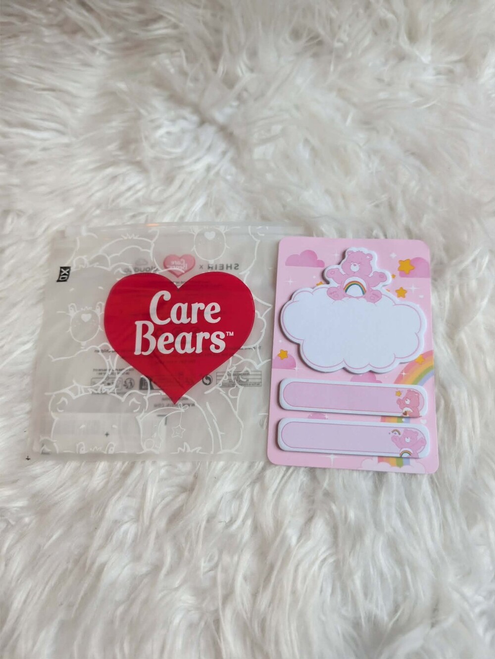 Care Bears Pink and White Sticky Note Set with Rainbow Accents